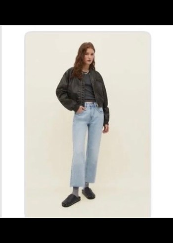 36 Beden mavi Renk Stradivarius Crop Straight Jean D96