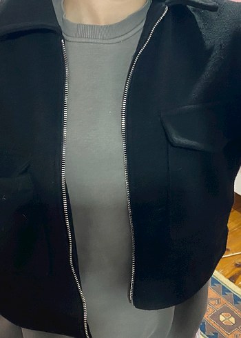 Bershka Sik Siyah Fermuarli Ceket