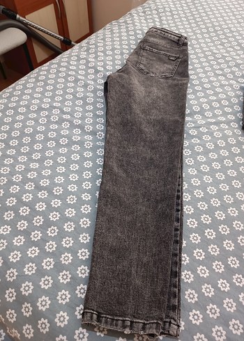 s Beden gri Renk Gri Düğmeli Kadın Denim Pantolon