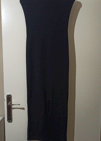 yakası gül detaylı Siyah Uzun Abiye Elbise - Görsel 4