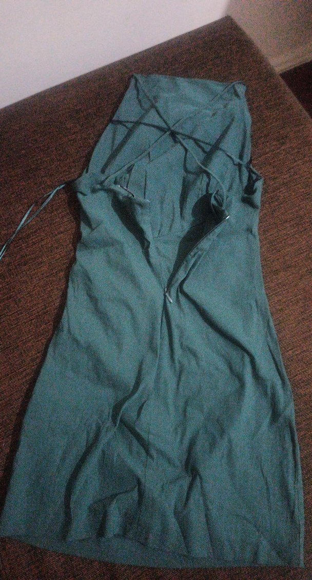 Yeşil Drapeli Straplez mini Elbise - Görsel 2