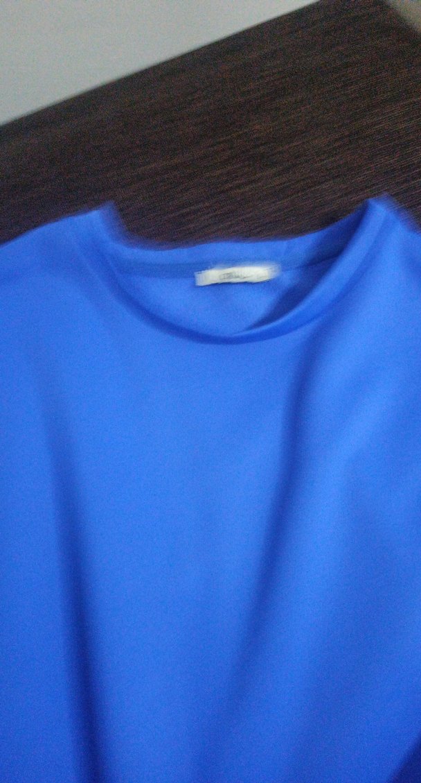 Mavi Crop Sweatshirt Uzun Kollu Salaş Kesim - Görsel 3