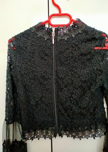 Dantelli Siyah Gotik Mini Bluz - Görsel 5