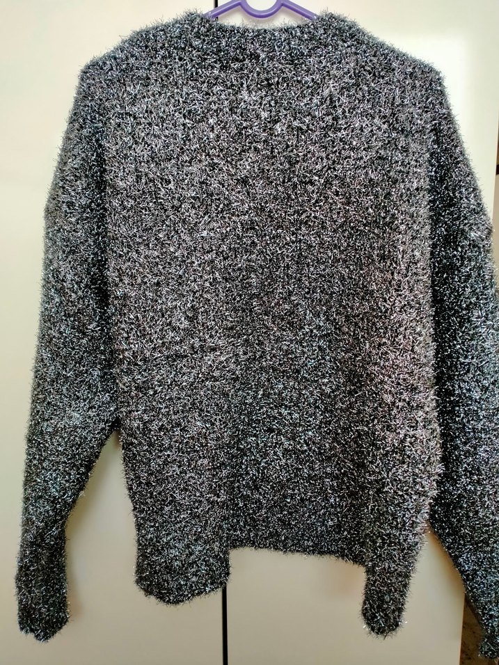 Gri Örgü Kadın Kazak Uzun Kollu - Görsel 3