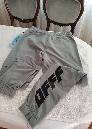 Off-White gri Bel Bantlı Rahat Kesim Erkek Pantolon - Görsel 6
