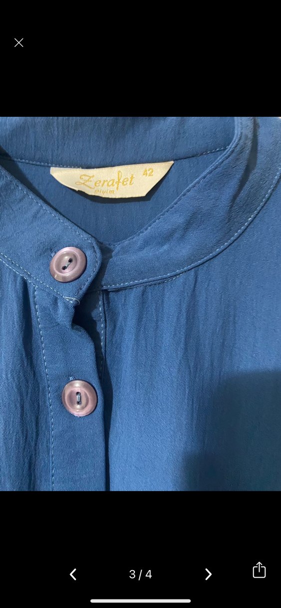 Mavi Uzun Kollu Fırfırlı Bohem Elbise - Görsel 3