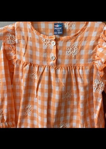 Turuncu Kareli Uzun Kollu gömlek - Görsel 2