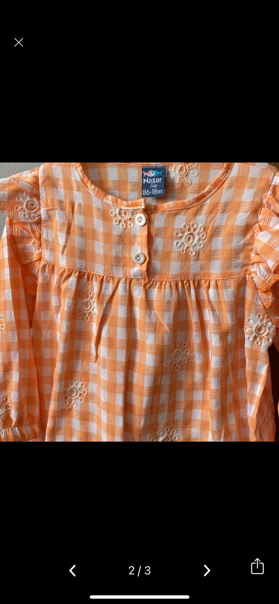 Turuncu Kareli Uzun Kollu gömlek - Görsel 2