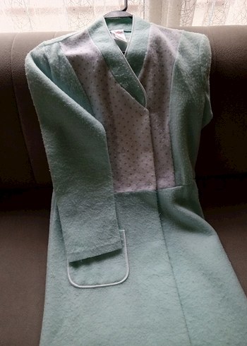 Uzun Kol Beyaz Vintage Kadın Sabahlık - Görsel 5