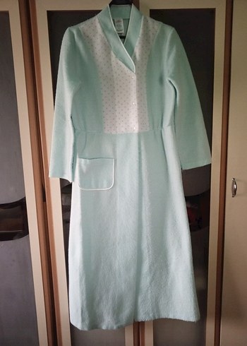 Uzun Kol Beyaz Vintage Kadın Sabahlık - Görsel 2