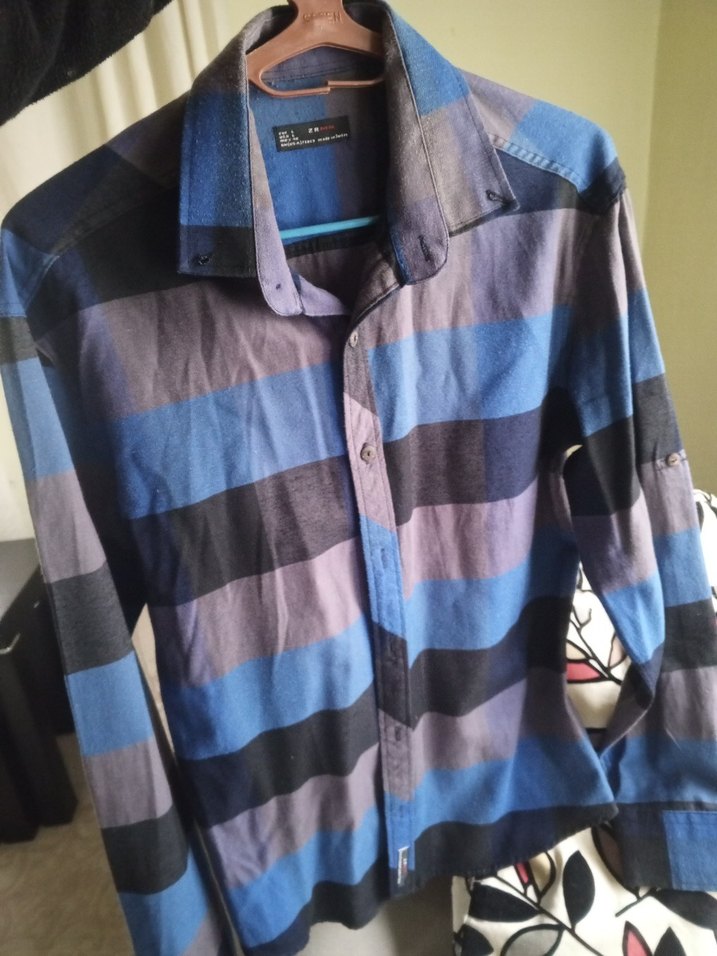 Erkek Mavi Batik Desenli Uzun Kollu Gömlek - Görsel 5