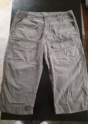 Gri Keten Bel Detaylı Midi Erkek Bermuda - Görsel 2