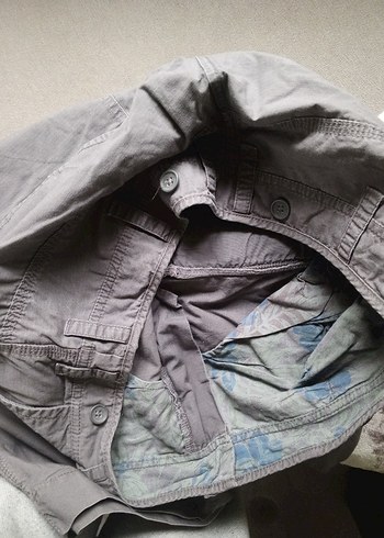 Gri Keten Bel Detaylı Midi Erkek Bermuda - Görsel 4