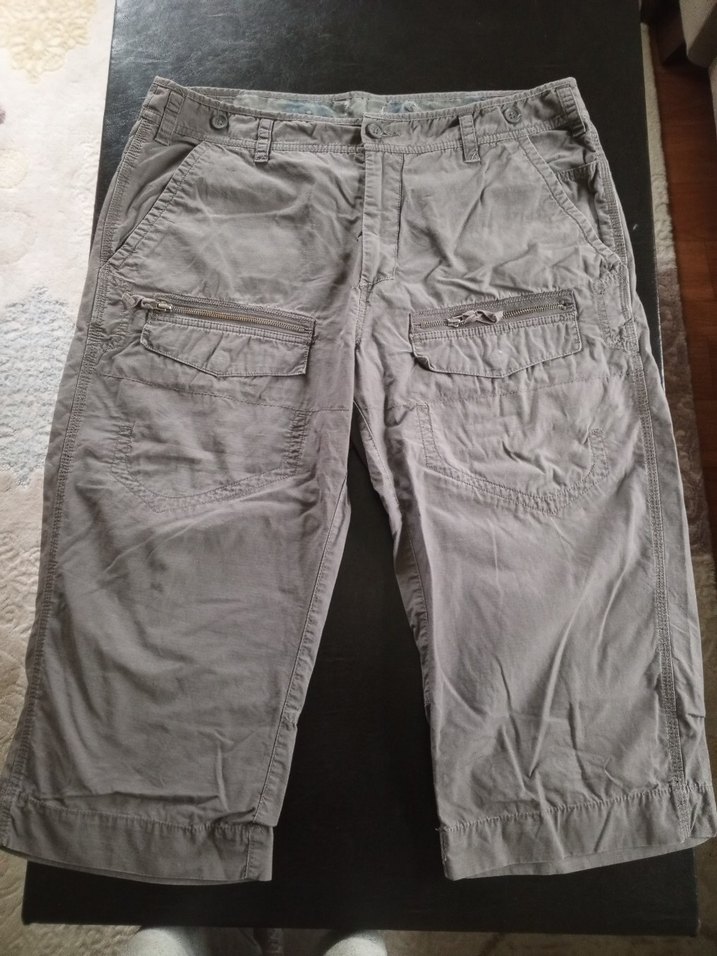 Gri Keten Bel Detaylı Midi Erkek Bermuda - Görsel 2