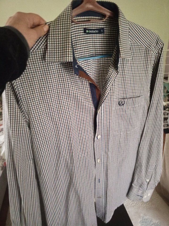 Erkek Gri Kareli Uzun Kollu Gömlek - Görsel 5