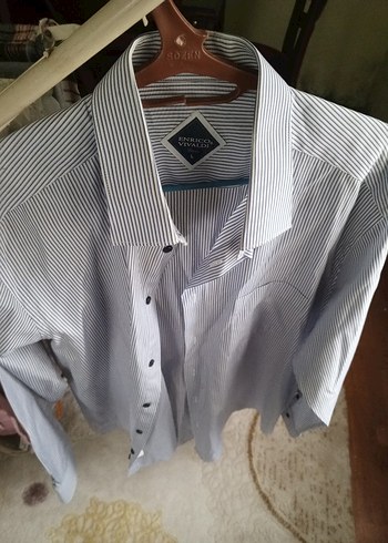 Gri Çizgili Erkek Uzun Kollu Gömlek - Görsel 8