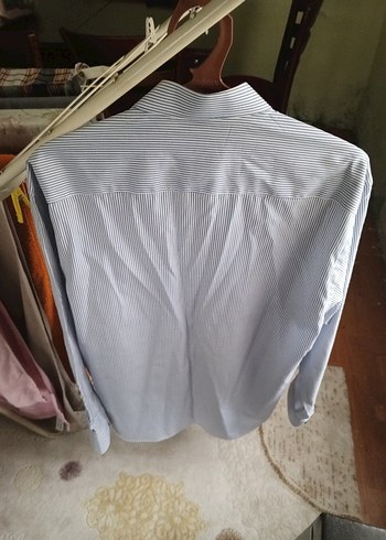 Gri Çizgili Erkek Uzun Kollu Gömlek - Görsel 7