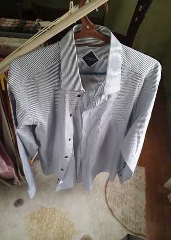 Gri Çizgili Erkek Uzun Kollu Gömlek - Görsel 3