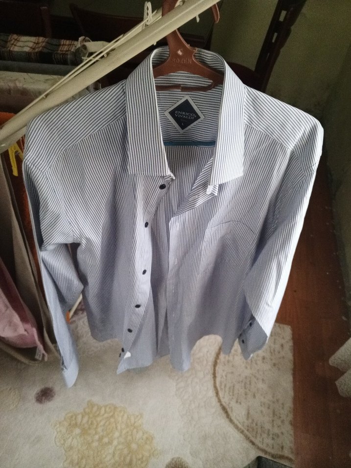 Gri Çizgili Erkek Uzun Kollu Gömlek - Görsel 3