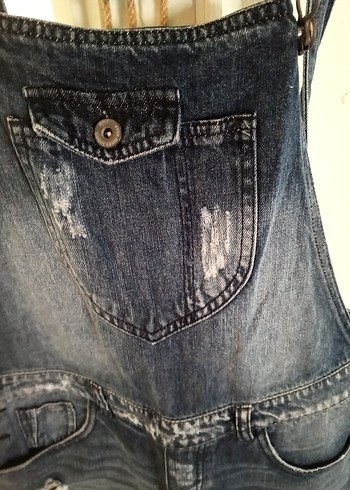 40 Beden mavi Renk Kadın Koyu Mavi Kısa Denim Salopet