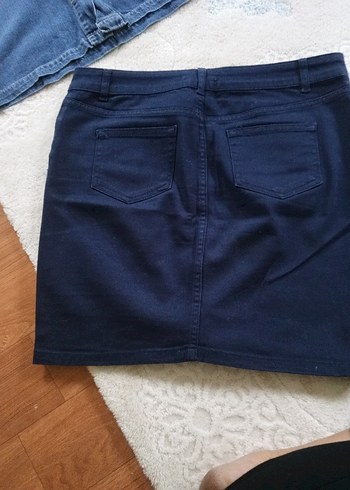 40 Beden Düğmeli Mavi Denim Midi Etek