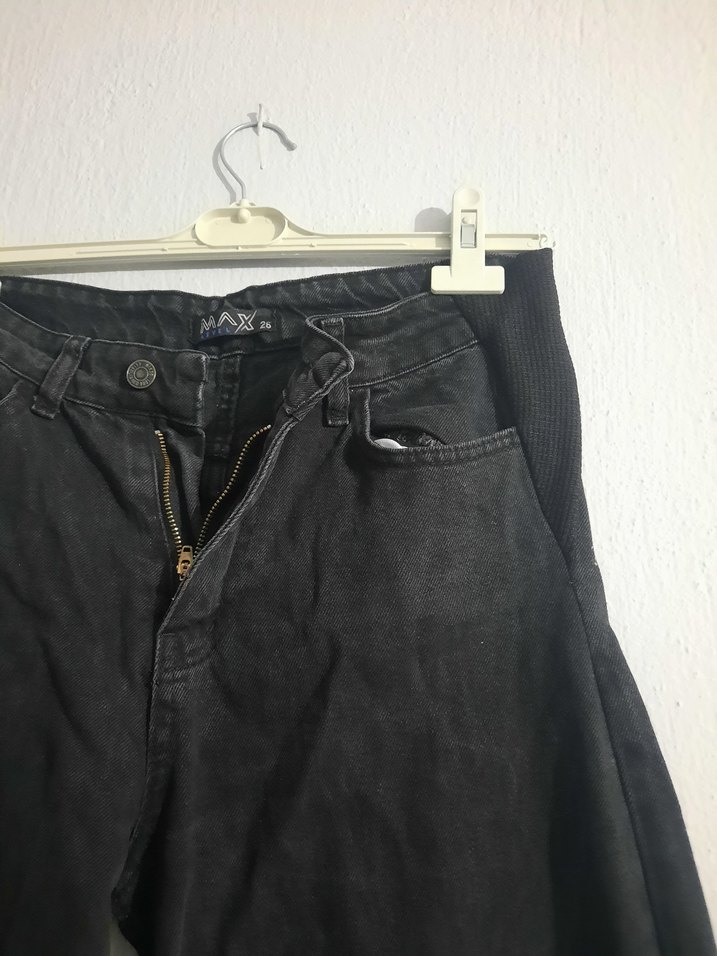 Siyah Loose Fit Midi Kot Pantolon - Görsel 2