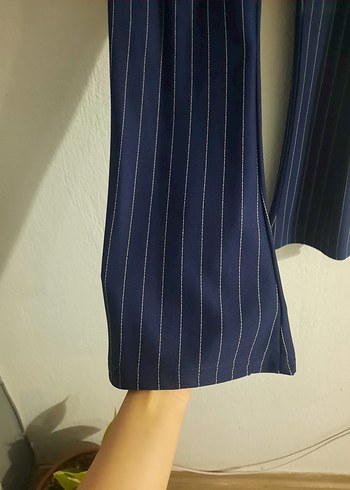 Lacivert Pilili Kadın Pantolon - Görsel 2