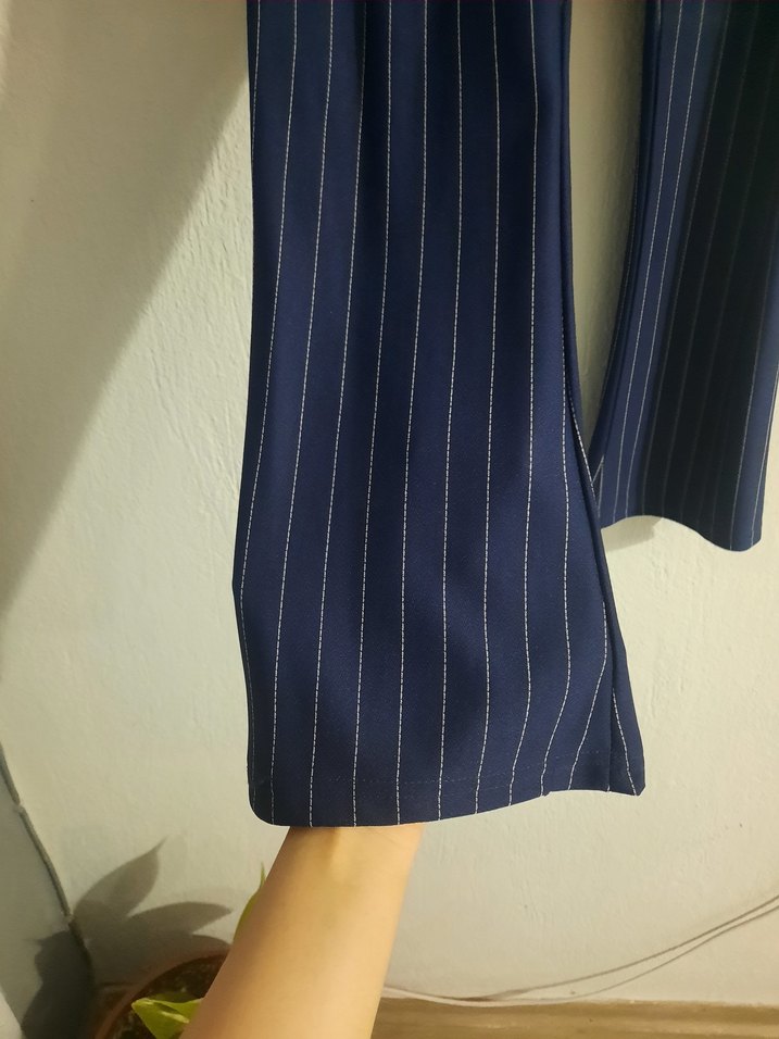 Lacivert Pilili Kadın Pantolon - Görsel 2