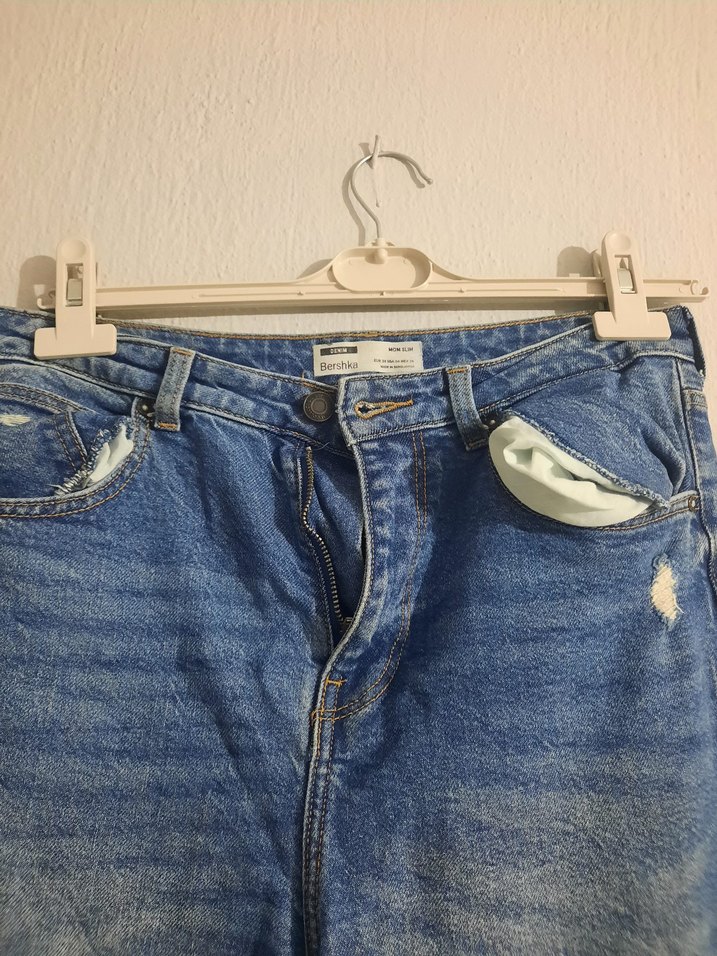 Kadın Mavi Bol Kesim Denim Pantolon - Görsel 2