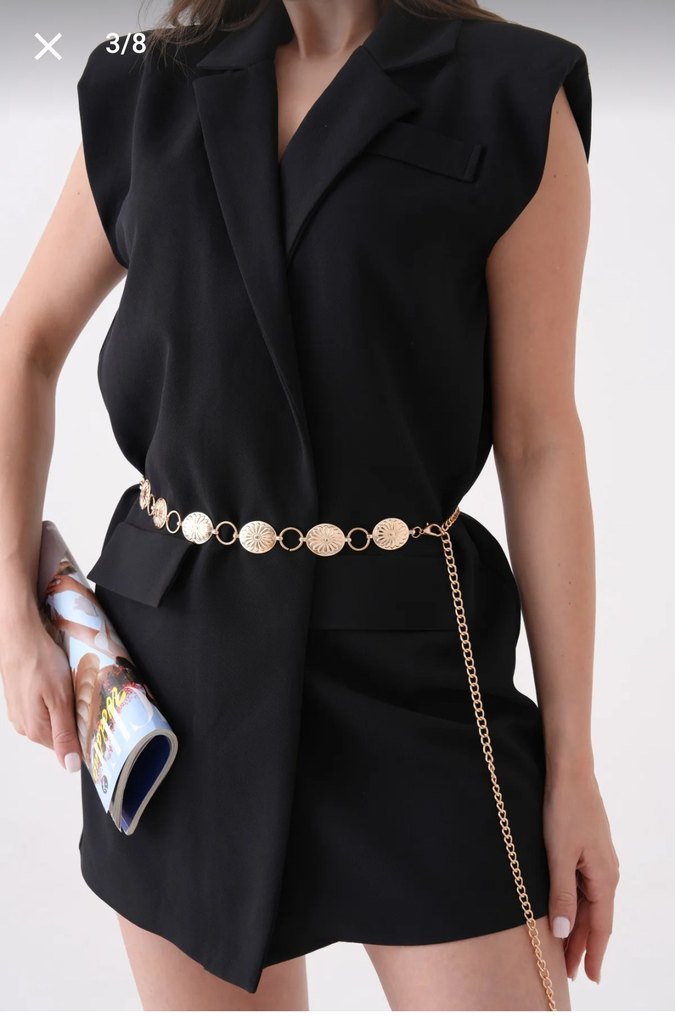 Zincir Detaylı Altın Renkli Kadın Vücut Zinciri - Görsel 3