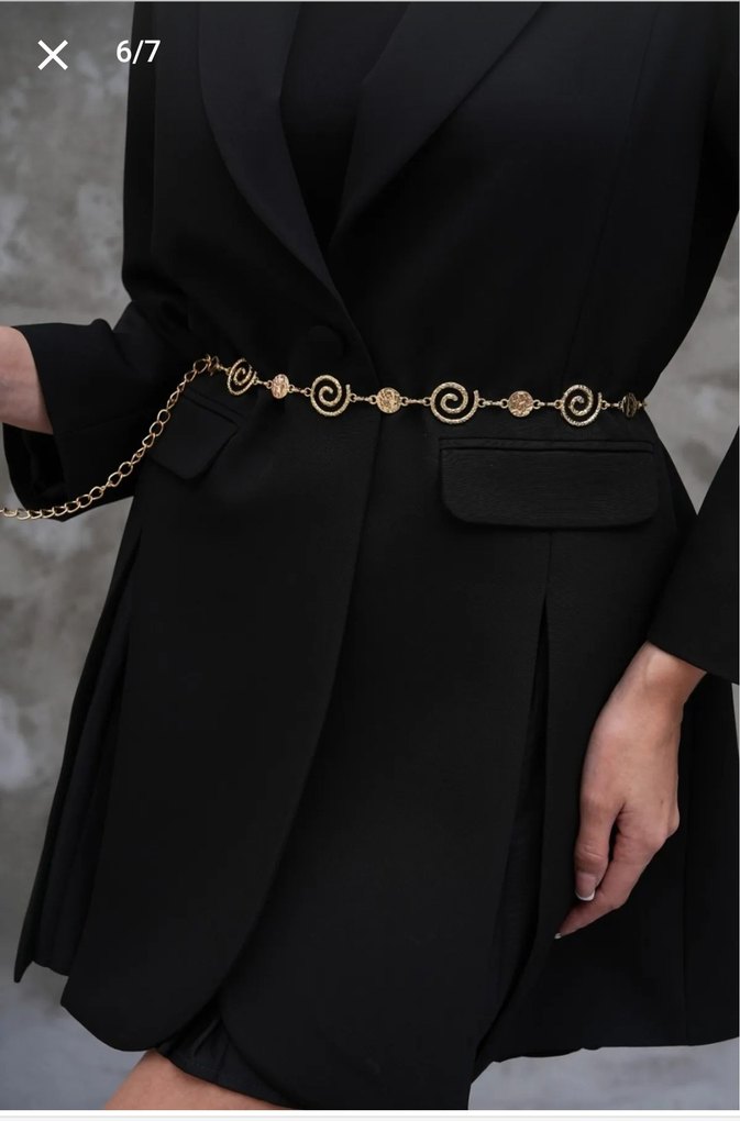 Zincir Detaylı Altın Renkli Kadın Vücut Zinciri - Görsel 5