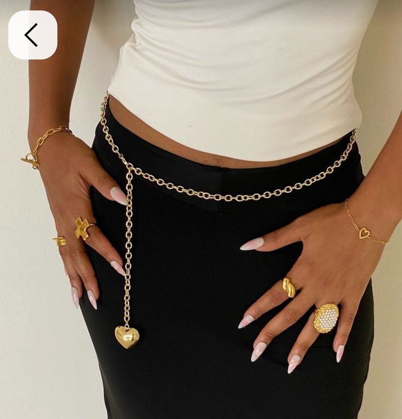 Zincir Detaylı Altın Renkli Kadın Vücut Zinciri - Görsel 4