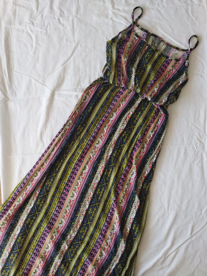 Renkli Bohem Uzun Askılı Elbise - Görsel 2