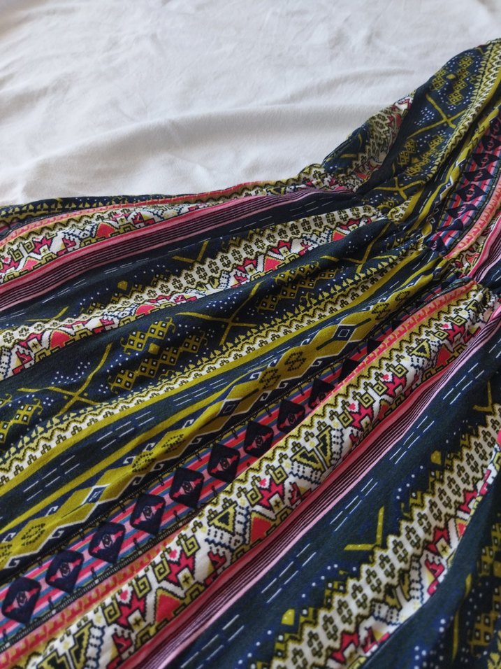 Renkli Bohem Uzun Askılı Elbise - Görsel 3