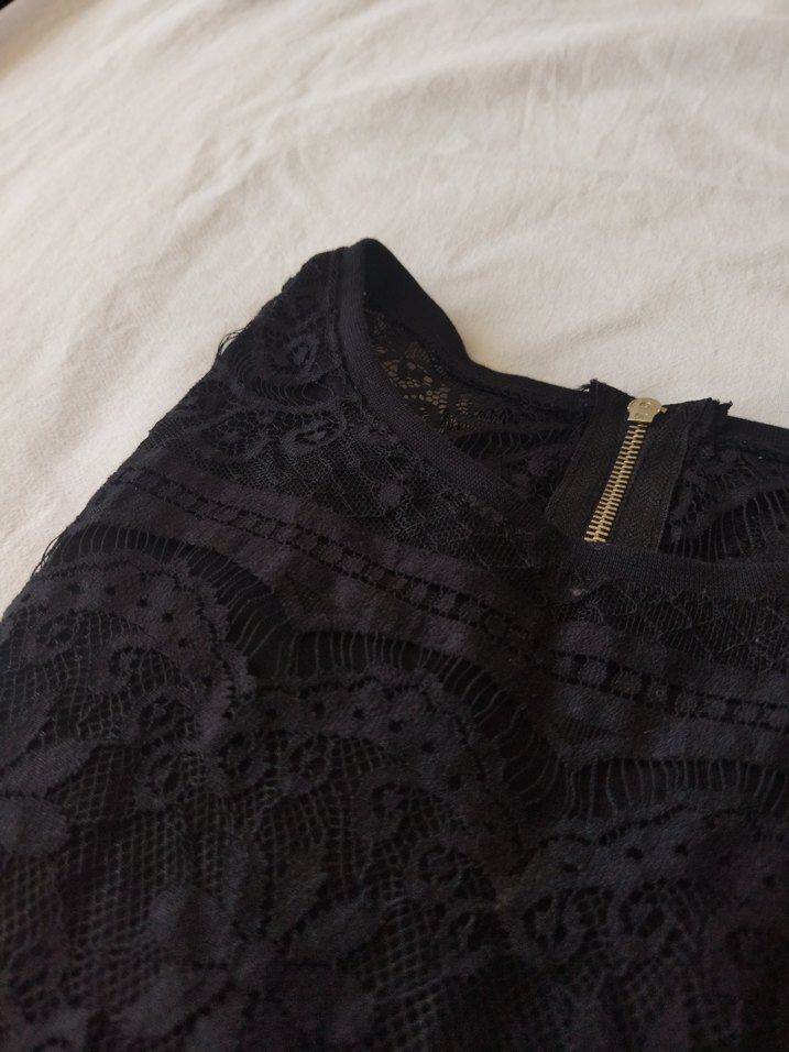 Dantel Detaylı Siyah Kadın Bluz - Görsel 3