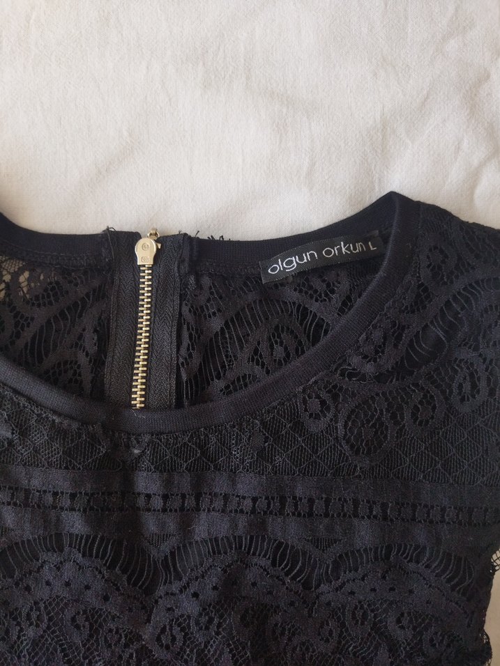 Dantel Detaylı Siyah Kadın Bluz - Görsel 4