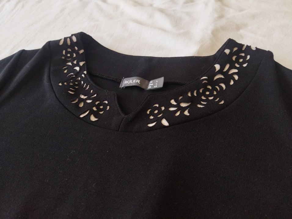 Kısa Kollu Siyah Midi Elbise - Görsel 4