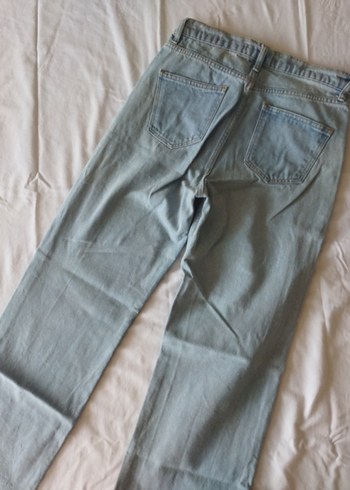 Buz Mavi Yüksek Bel Boru Paça Kadın Kot Pantolon - Görsel 5