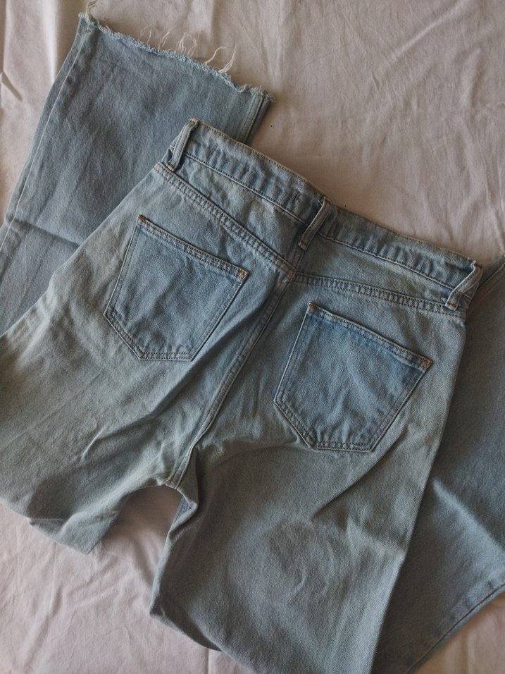 Buz Mavi Yüksek Bel Boru Paça Kadın Kot Pantolon - Görsel 2