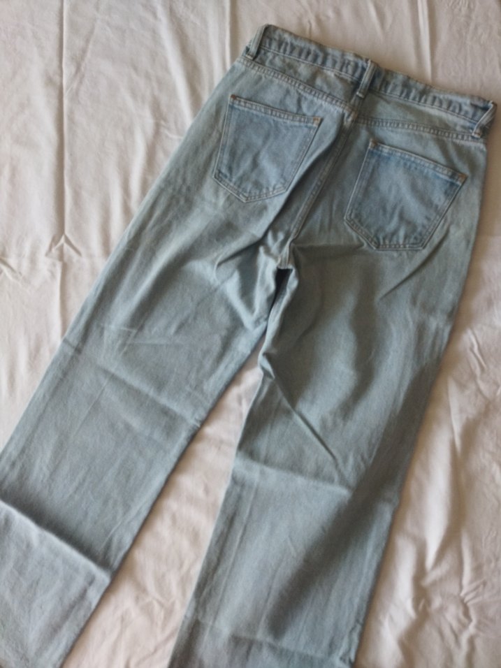 Buz Mavi Yüksek Bel Boru Paça Kadın Kot Pantolon - Görsel 5