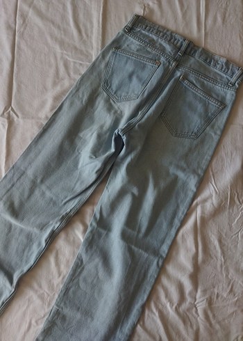 Buz Mavi Yüksek Bel Boru Paça Kadın Kot Pantolon - Görsel 6