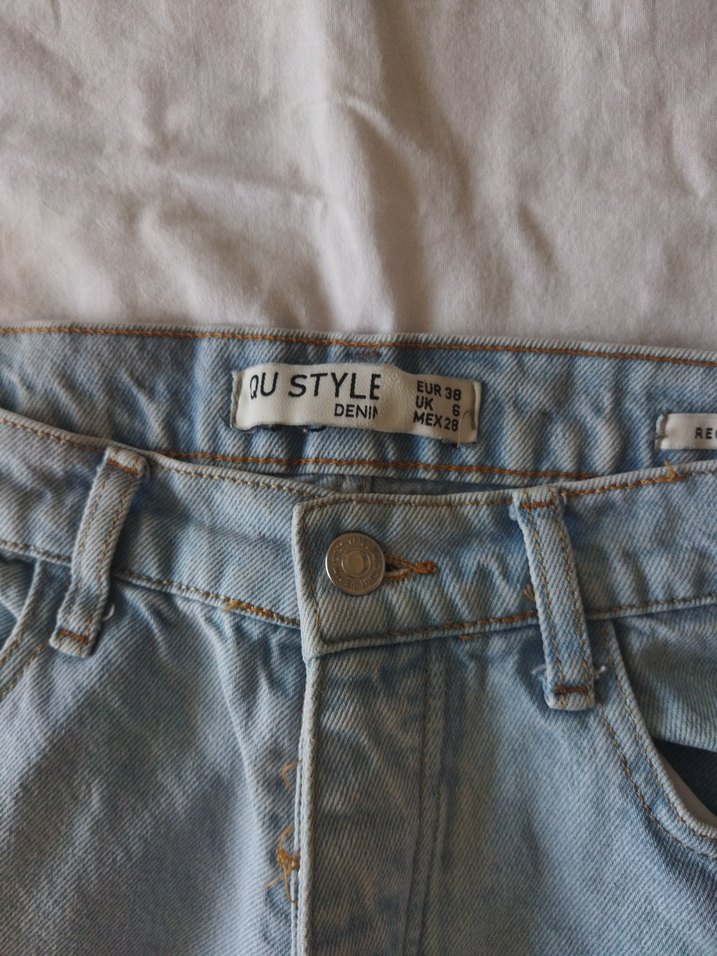 Buz Mavi Yüksek Bel Boru Paça Kadın Kot Pantolon - Görsel 4