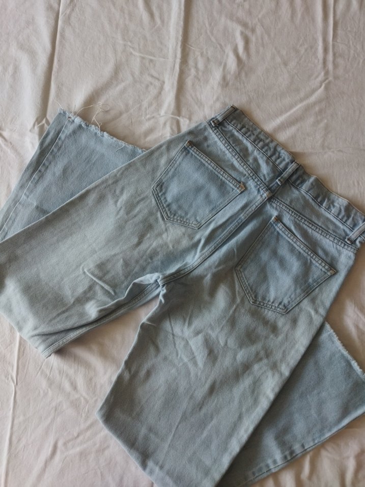 Buz Mavi Yüksek Bel Boru Paça Kadın Kot Pantolon - Görsel 3