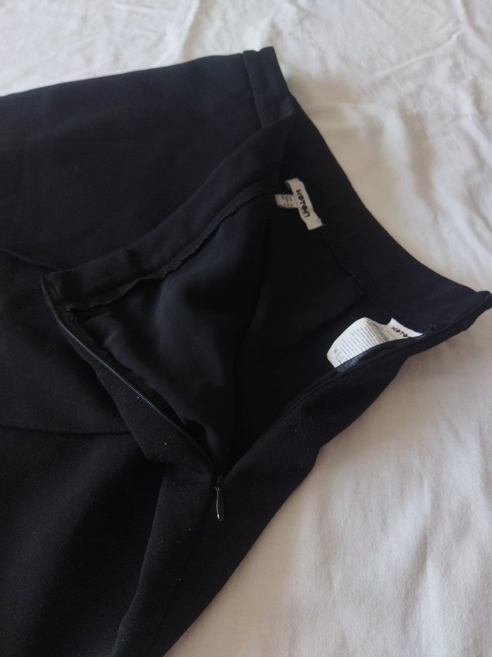 Drapeli Siyah Midi Mini Etek - Görsel 3