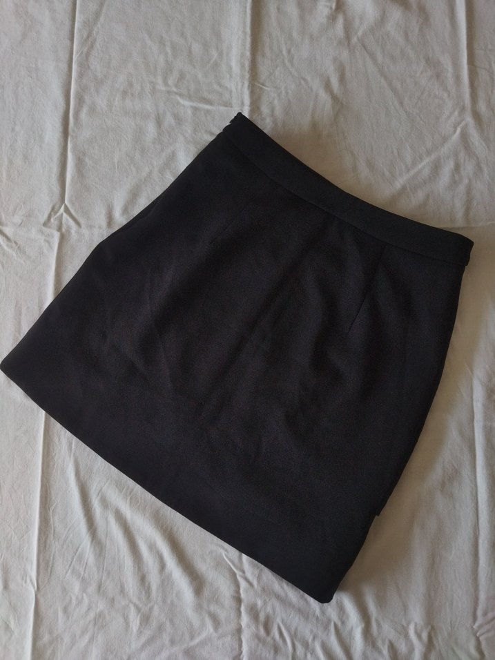 Drapeli Siyah Midi Mini Etek - Görsel 2