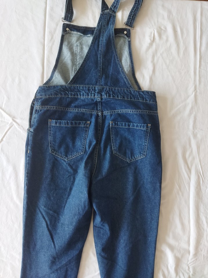 Kadın Lacivert Oversize Kot Tulum - Görsel 4