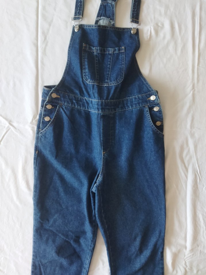 Kadın Lacivert Oversize Kot Tulum - Görsel 3