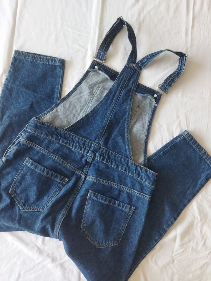 Kadın Lacivert Oversize Kot Tulum - Görsel 2