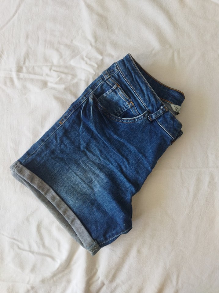 Kadın Mavi Denim Mini Şort - Görsel 3