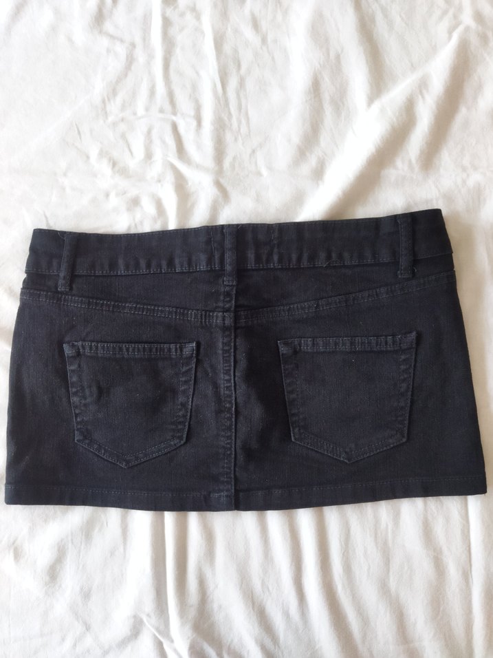 Siyah Mini Kot Etek - Görsel 2